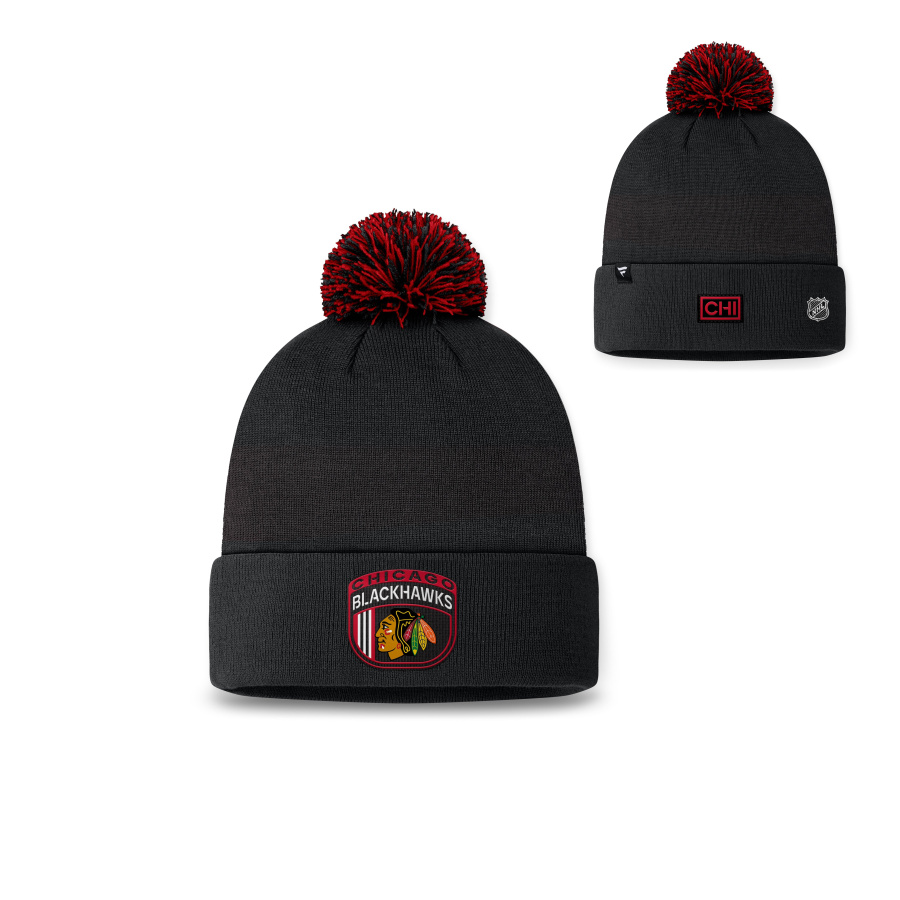 NHL DRAFT BEANIE CUFF WITH POM CHICAGO BLACKHAWKS DETSKÁ ZIMNÁ ČIAPKA